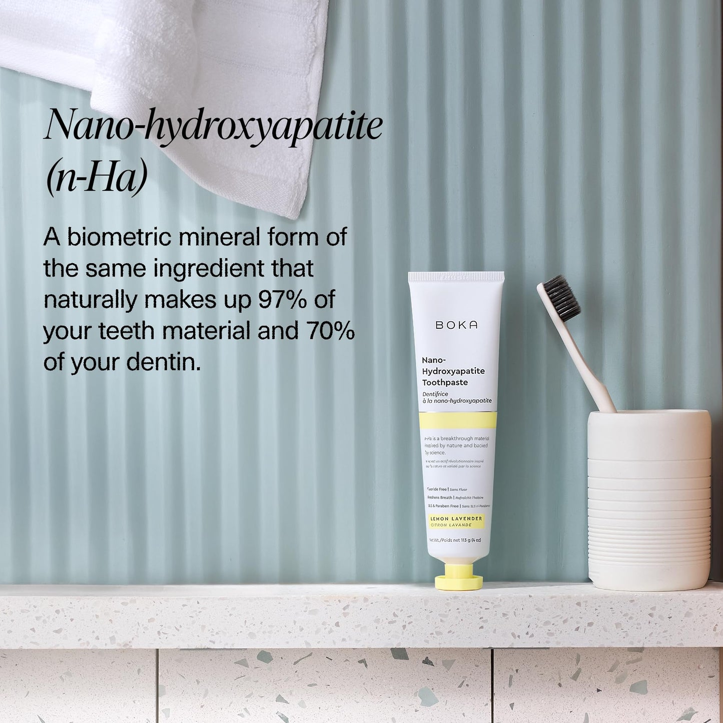 Boka Fluoride-Free Toothpaste with Nano Hydroxyapatite - Sensitive Teeth, Lemon Lavender Flavor, 4 oz x3