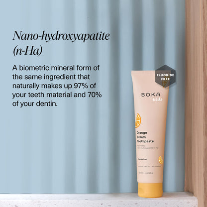Boka Fluoride-Free Toothpaste with Nano Hydroxyapatite – Orange Cream, 1.3 oz 2pk (US Manufactured)