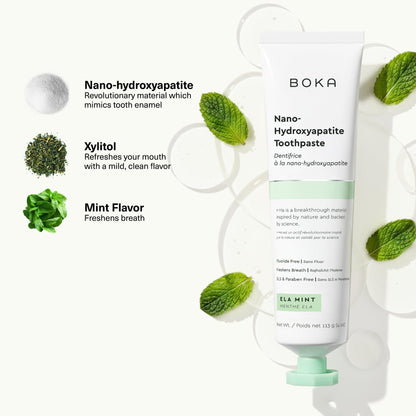 Boka Fluoride-Free Nano Hydroxyapatite Toothpaste – Sensitive Teeth | Ela Mint 4 oz