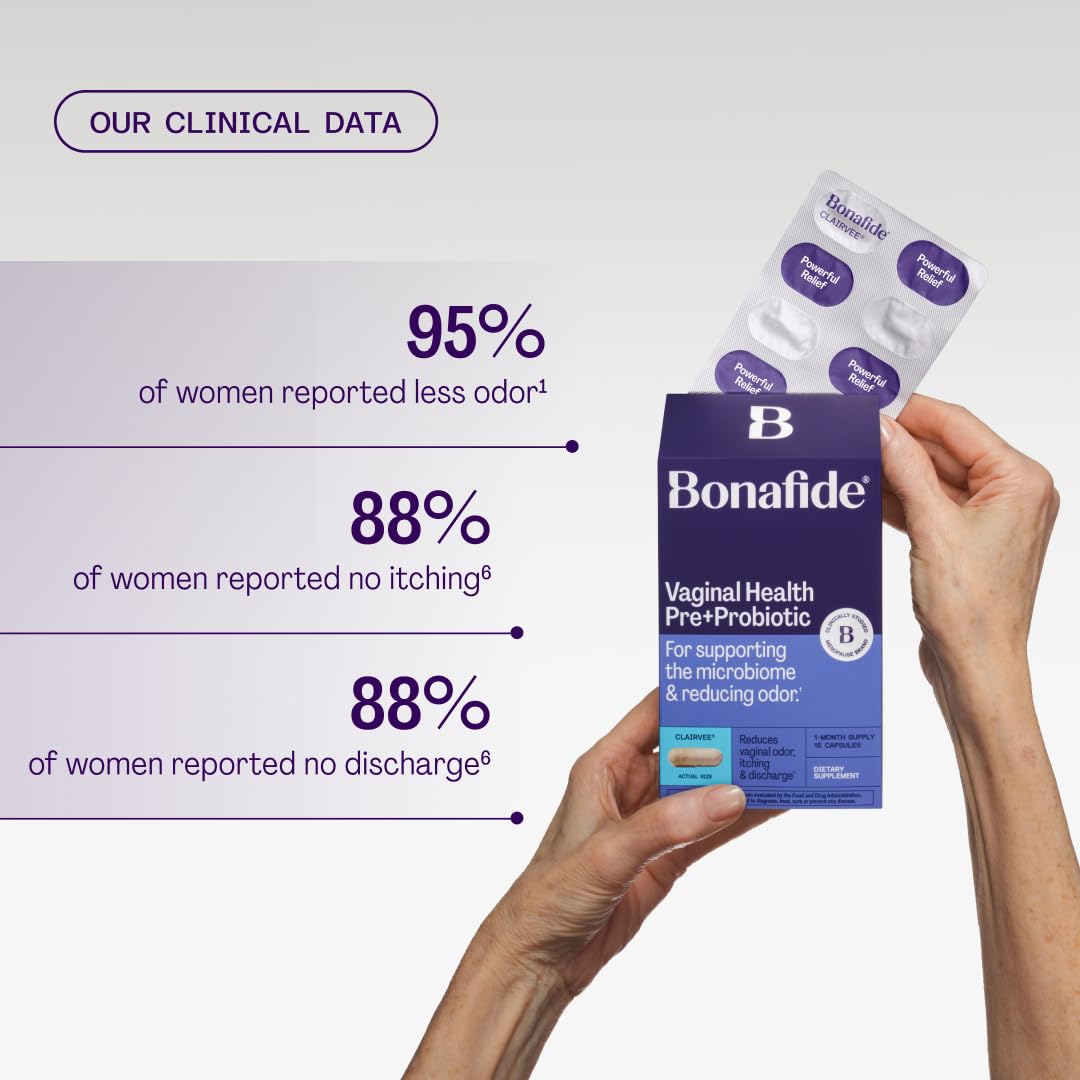 Bonafide Clairvee Vaginal Probiotic | Odor, Itching & Discharge Relief (15 Capsules)
