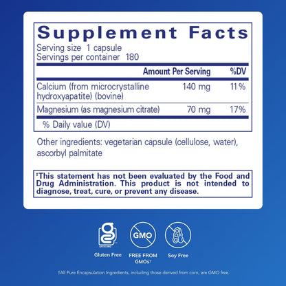 Calcium MCHA with Magnesium | Bone Support | 180 Capsules