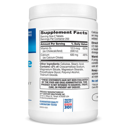 21st Century Vitamins Calcium Citrate Plus D3 Maximum Tablets – 400 Count