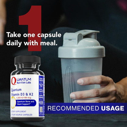 Quantum Nutrition Labs Vitamin D3 & K2 5000 IU – Bone & Heart Health (30 Vegan Caps)
