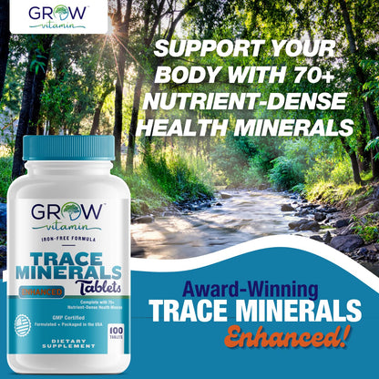 Grow Vitamin Trace Minerals Enhanced Complex – 100 Tablets, 70+ Minerals