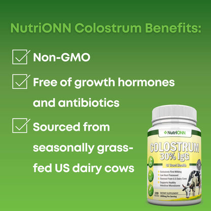 Colostrum 1000mg | 120 Capsules | 30% IgG | First Milking US Dairy