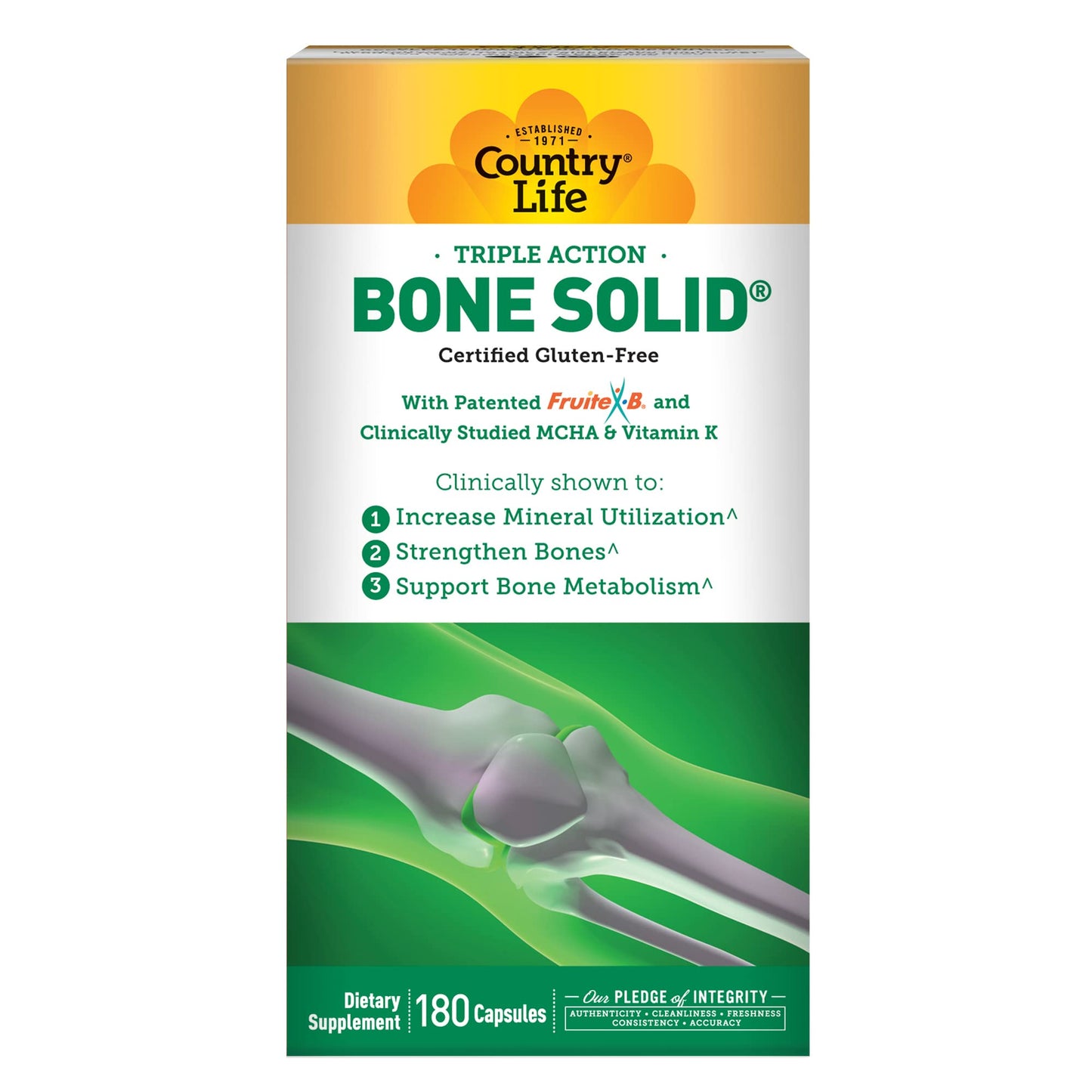 Bone Solid - MCHA Bone Health Supplement with Vitamin K2 & D3 | 180 Capsules