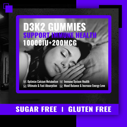 Sugar-Free Vitamin D3 K2 Gummies with Calcium + Magnesium (Vegan, 60 Count) – Blueberry