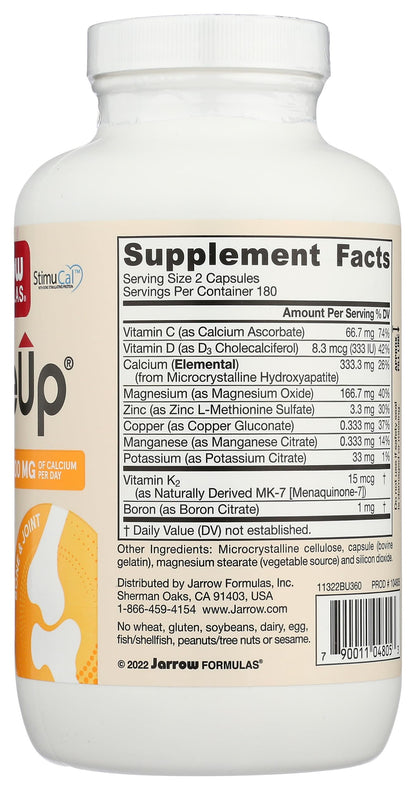 Jarrow Formulas BoneUp – Bone Health Micronutrient Formula (360 Capsules, 180 Servings) with D3, K2 MK-7 & Calcium