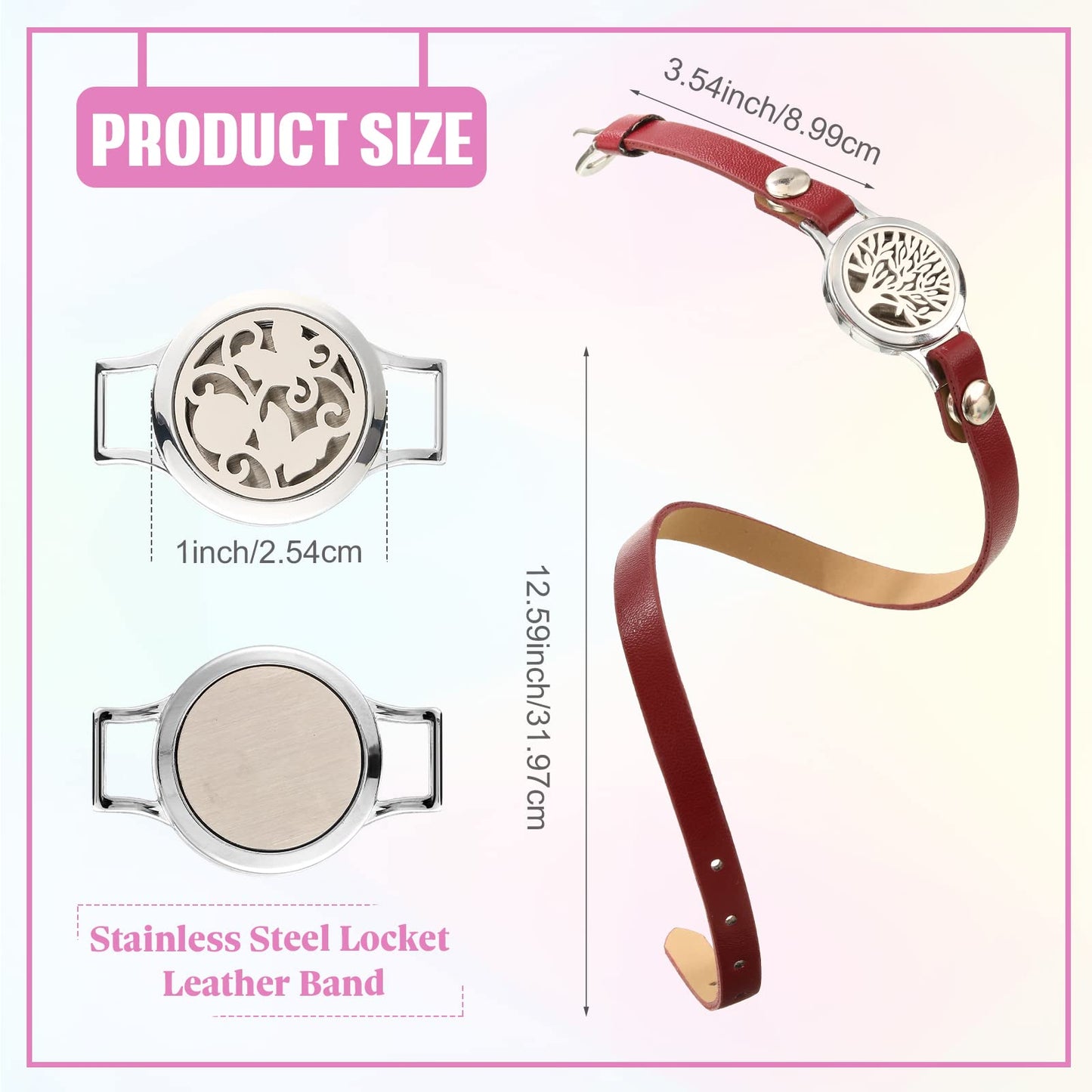 Bonuci Essential Oil Diffuser Bracelet – 2 Pcs Aromatherapy Locket with Adjustable Leather Band Gift Set