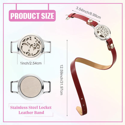 Bonuci Essential Oil Diffuser Bracelet – 2 Pcs Aromatherapy Locket with Adjustable Leather Band Gift Set