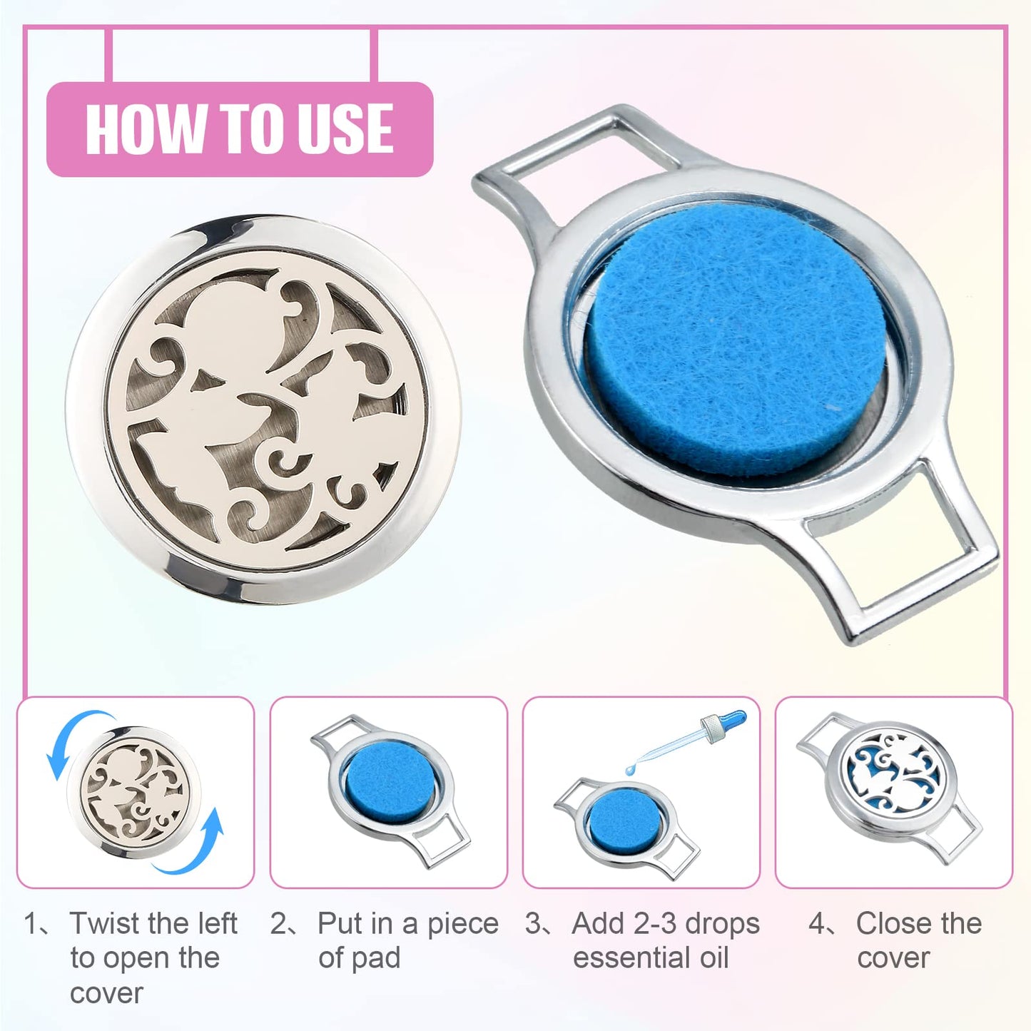 Bonuci Essential Oil Diffuser Bracelet – 2 Pcs Aromatherapy Locket with Adjustable Leather Band Gift Set