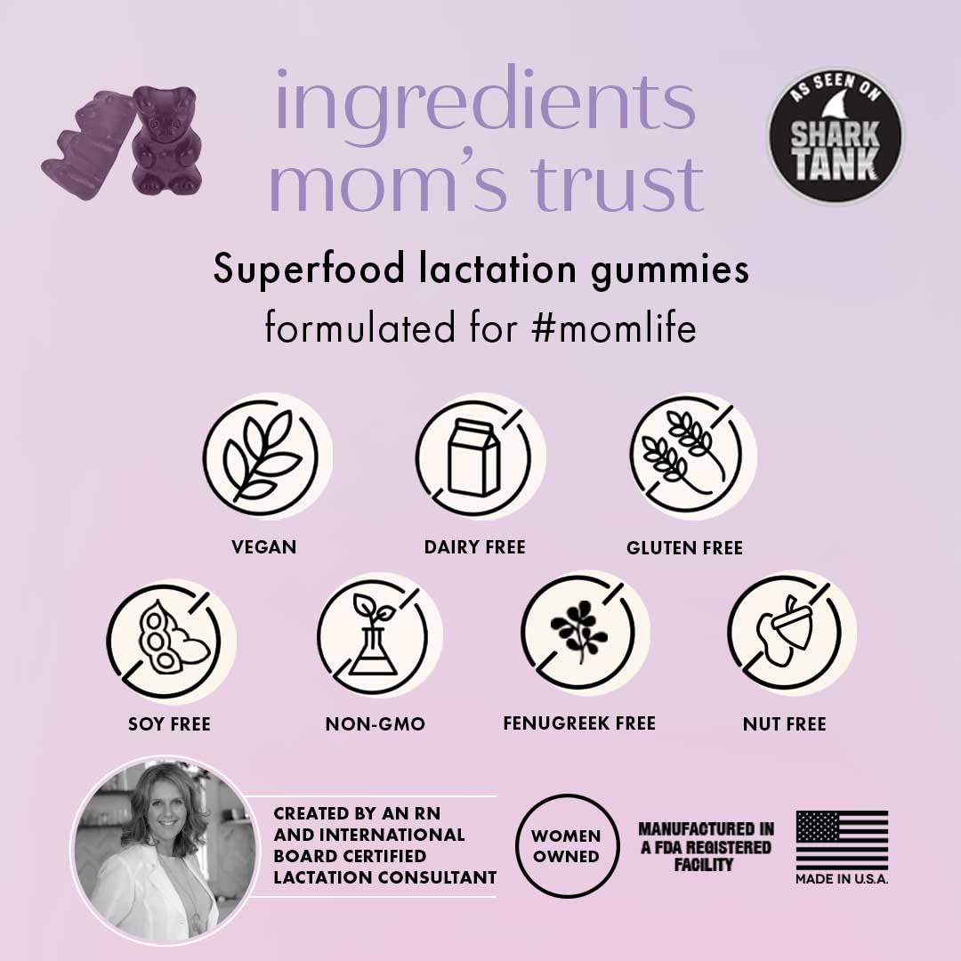 Boobie Bears Lactation Gummies | Milk Supply Boost, Immunity & Hair Growth | 120 Count