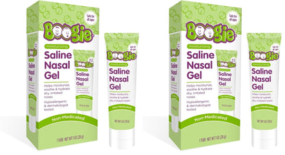 Boogie Saline Nasal Gel – Aloe & Isotonic Saline, Unscented, Pack of 2