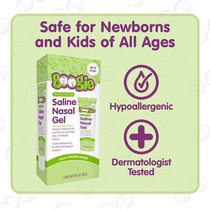 Boogie Saline Nasal Gel with Aloe — Isotonic, Unscented Hydration for Dry Noses | Pack of 1