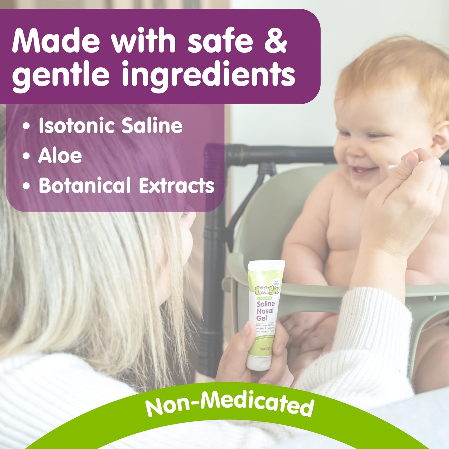 Boogie Saline Nasal Gel – Aloe & Isotonic Saline, Unscented, Pack of 2
