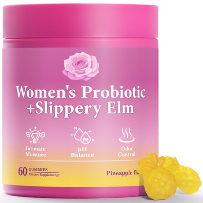 BOSNETHUINH Feminine Probiotics Gummies – Slippery Elm, pH Balance & Gut Health (60 Count)