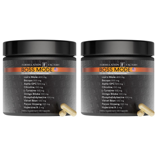 Formulation Factory Boss Mode 10-in-1 Nootropic – Focus & Memory Boost (2 Pack)