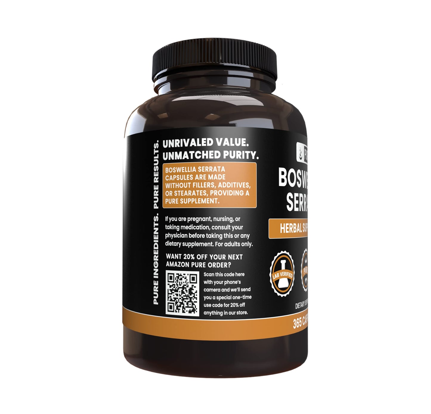 Pure Original Ingredients Boswellia Serrata (365 Capsules) No Magnesium Or Rice Fillers, Always Pure, Lab Verified