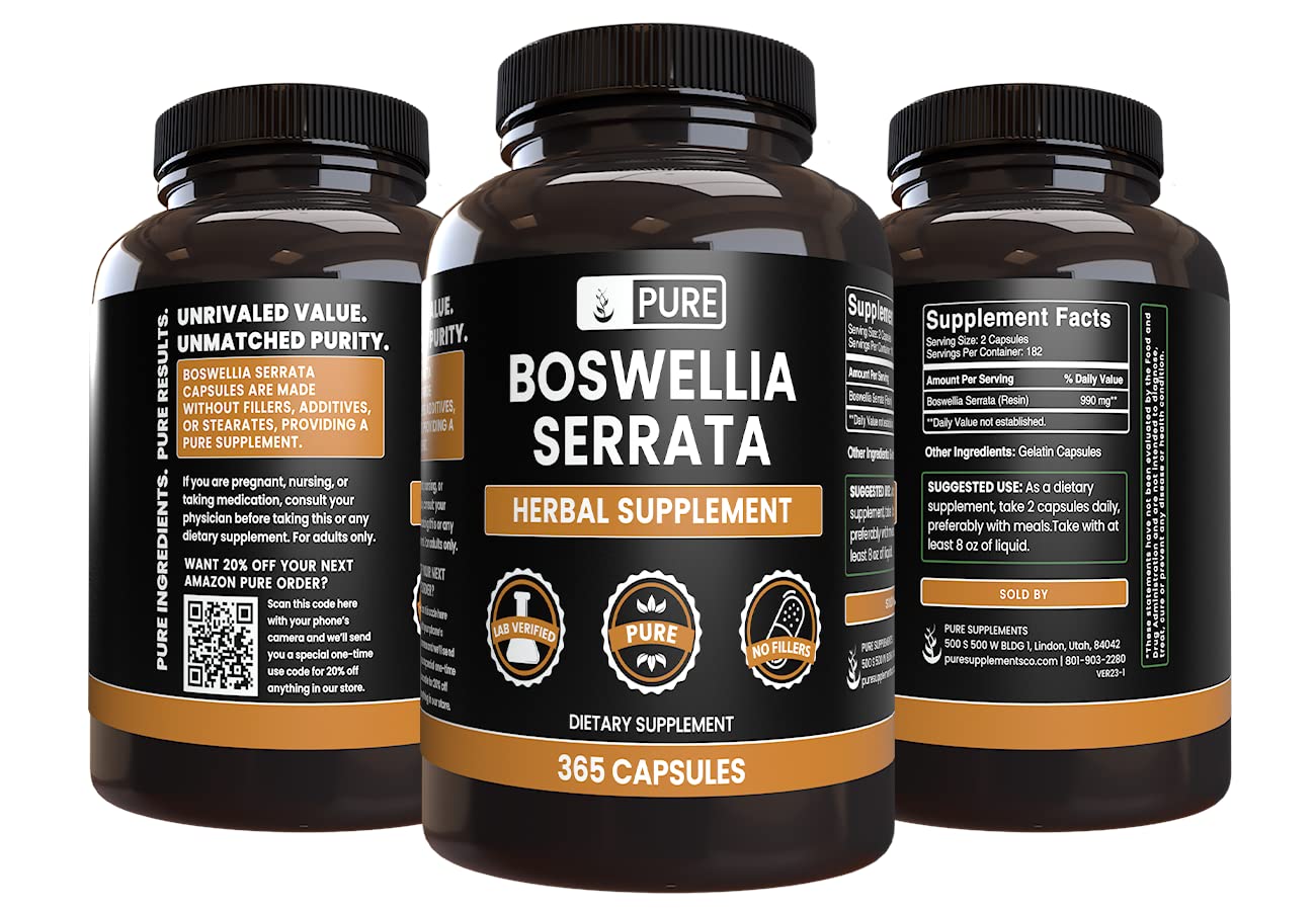 Pure Original Ingredients Boswellia Serrata (365 Capsules) No Magnesium Or Rice Fillers, Always Pure, Lab Verified