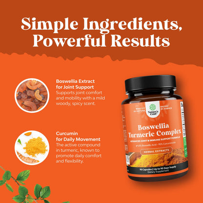 Boswellia + Turmeric Capsules 500 mg – Joint & Immune Health Support (90 Count, 3-Pack)
