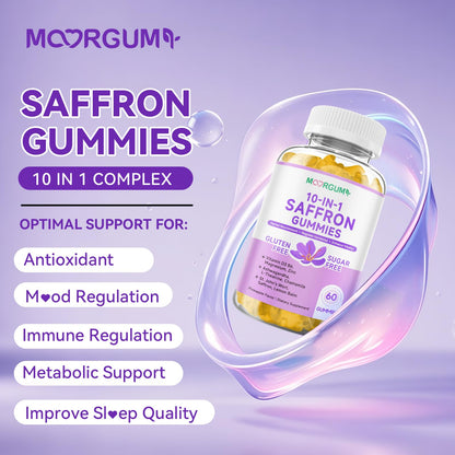 Saffron Gummies for Adults – 60 Count, 10-in-1 Cortisol Support