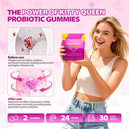 Kitty Queen Slippery Kitty Probiotic Gummies – 2B CFU Bacillus coagulans, pH Balance & Vaginal Flora