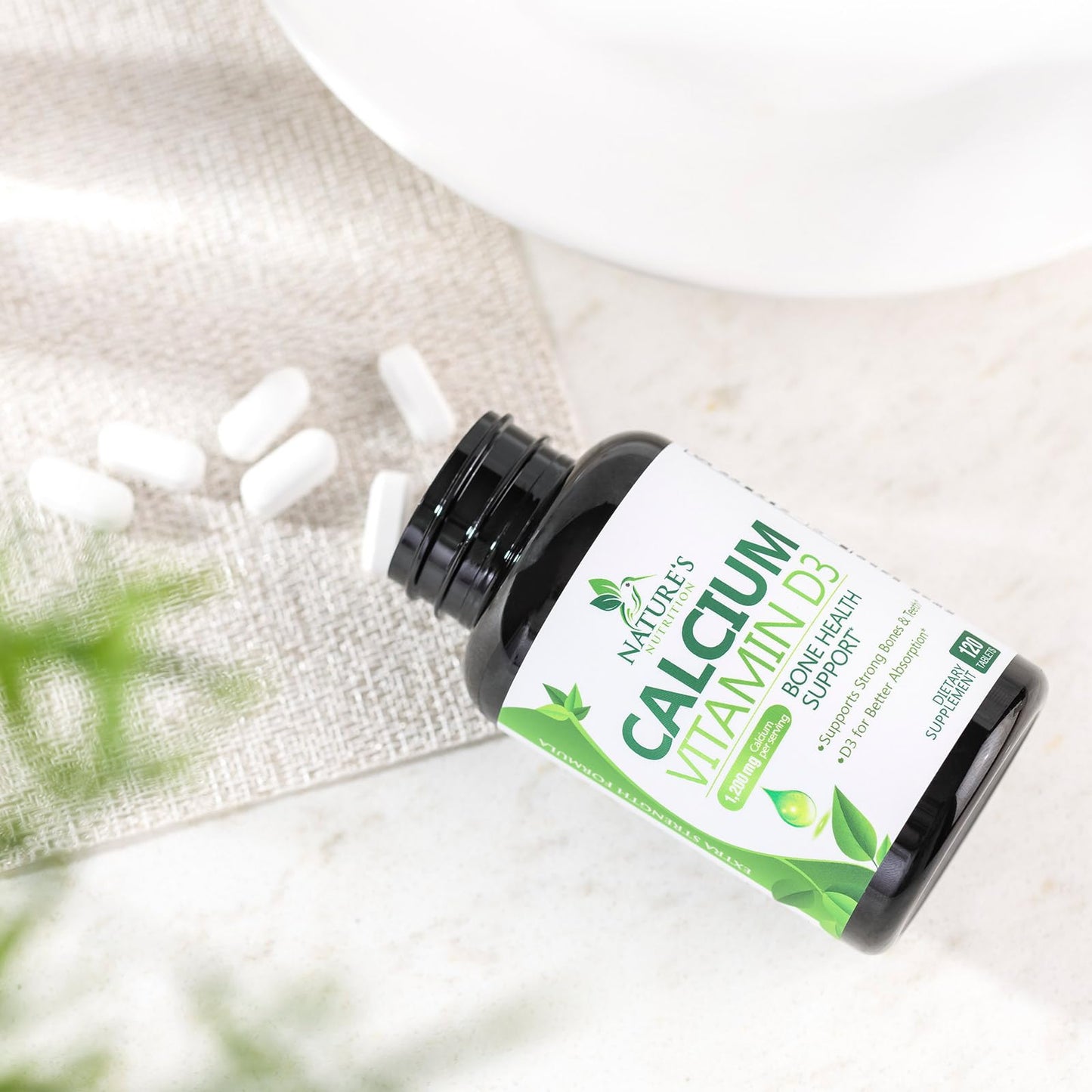 Calcium 1200 mg with Vitamin D3 (1600 IU) – 240 Tablets | USA Bottled | Bone & Immune Health