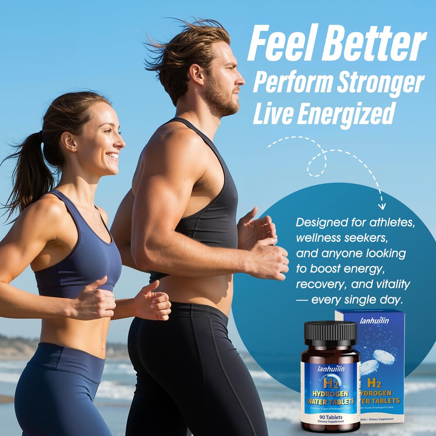 Hydrogen Water Tablets with 150mg Magnesium | 10 ppm H2, 90 Servings