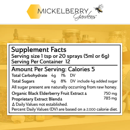 Mickelberry Gardens Elderberry Honey Propolis Throat Spray - Immune Support (2 oz x 2)