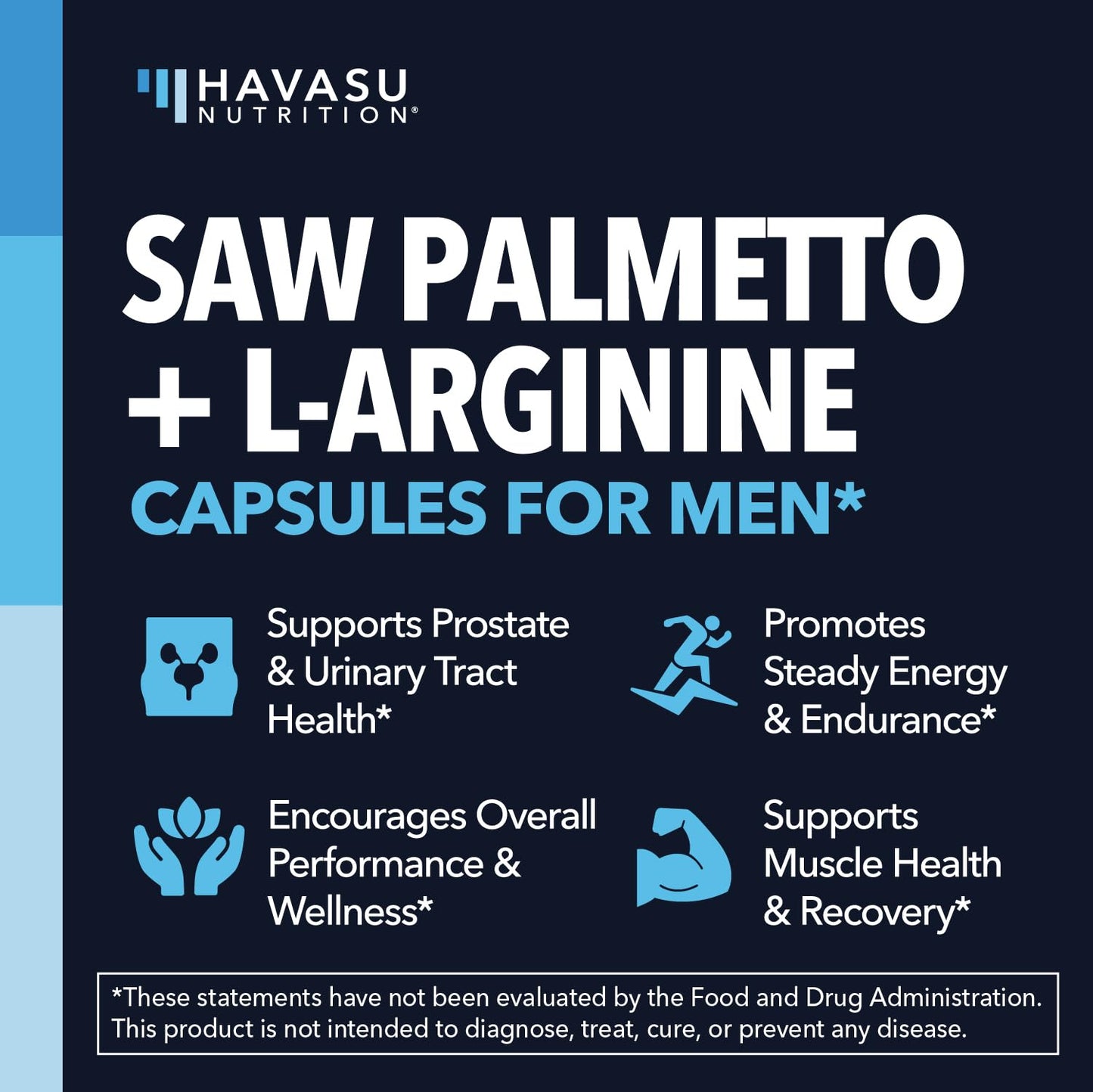Saw Palmetto 500mg + L-Arginine 500mg — Prostate Health, Urinary Support & Endurance (60 Count) — Vegan, Non-GMO