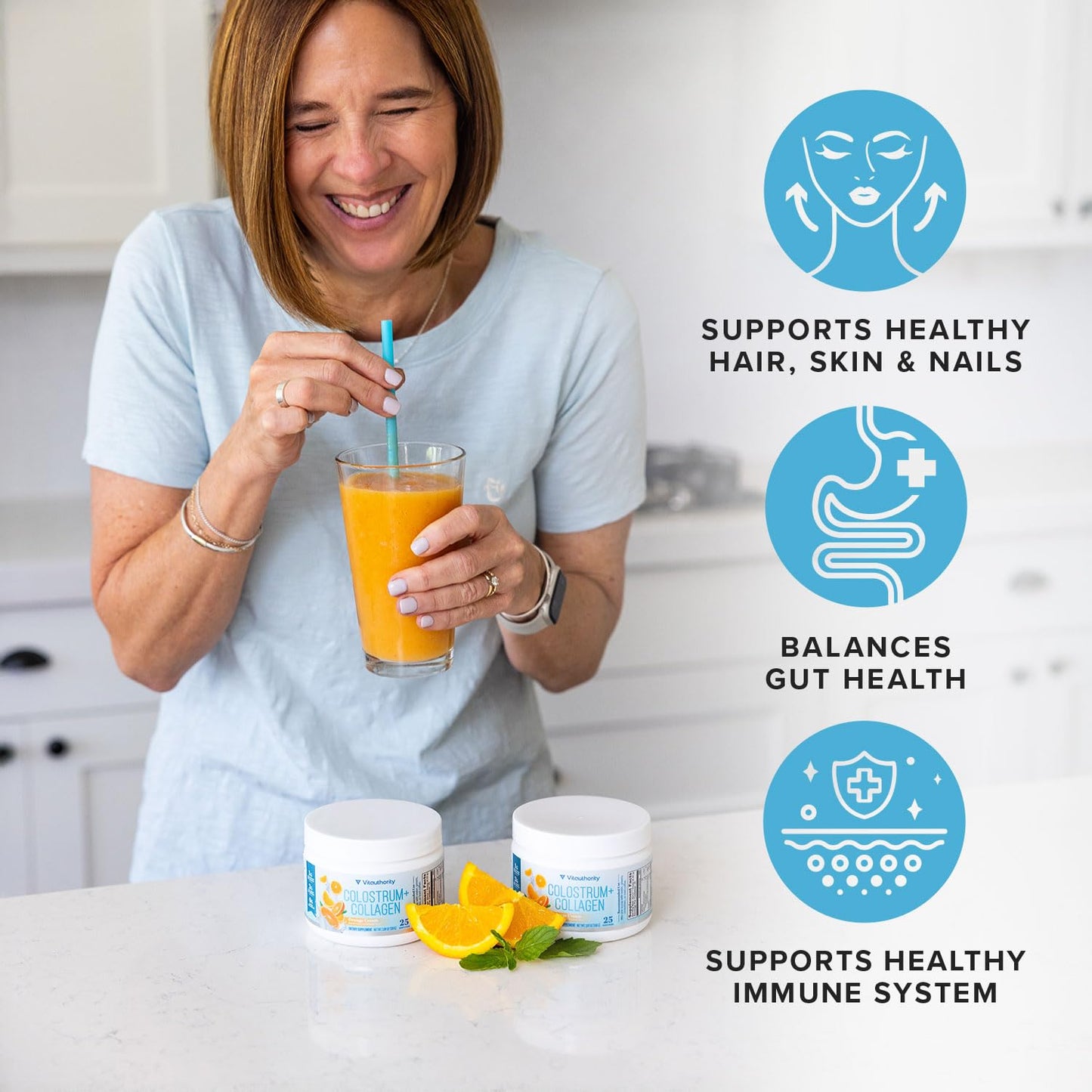Colostrum Collagen Peptide Powder with HydroPeach – Gut Health, Skin & Immune Support | 25 Servings | Unflavored