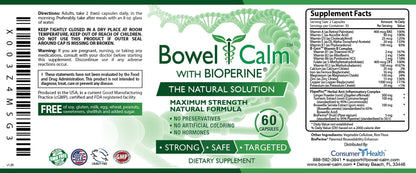 Bowel Calm: Ginger, Turmeric, Boswellia, BioPerine - One Month Supply - Non-GMO