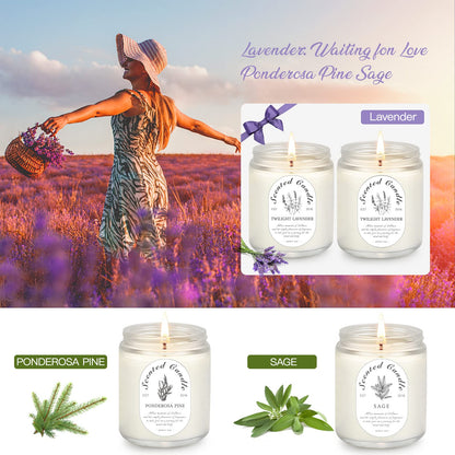 Lavender Candle Gift Set 4-Pack | Soy Wax Aromatherapy Candles for Relaxation & Christmas Gifts