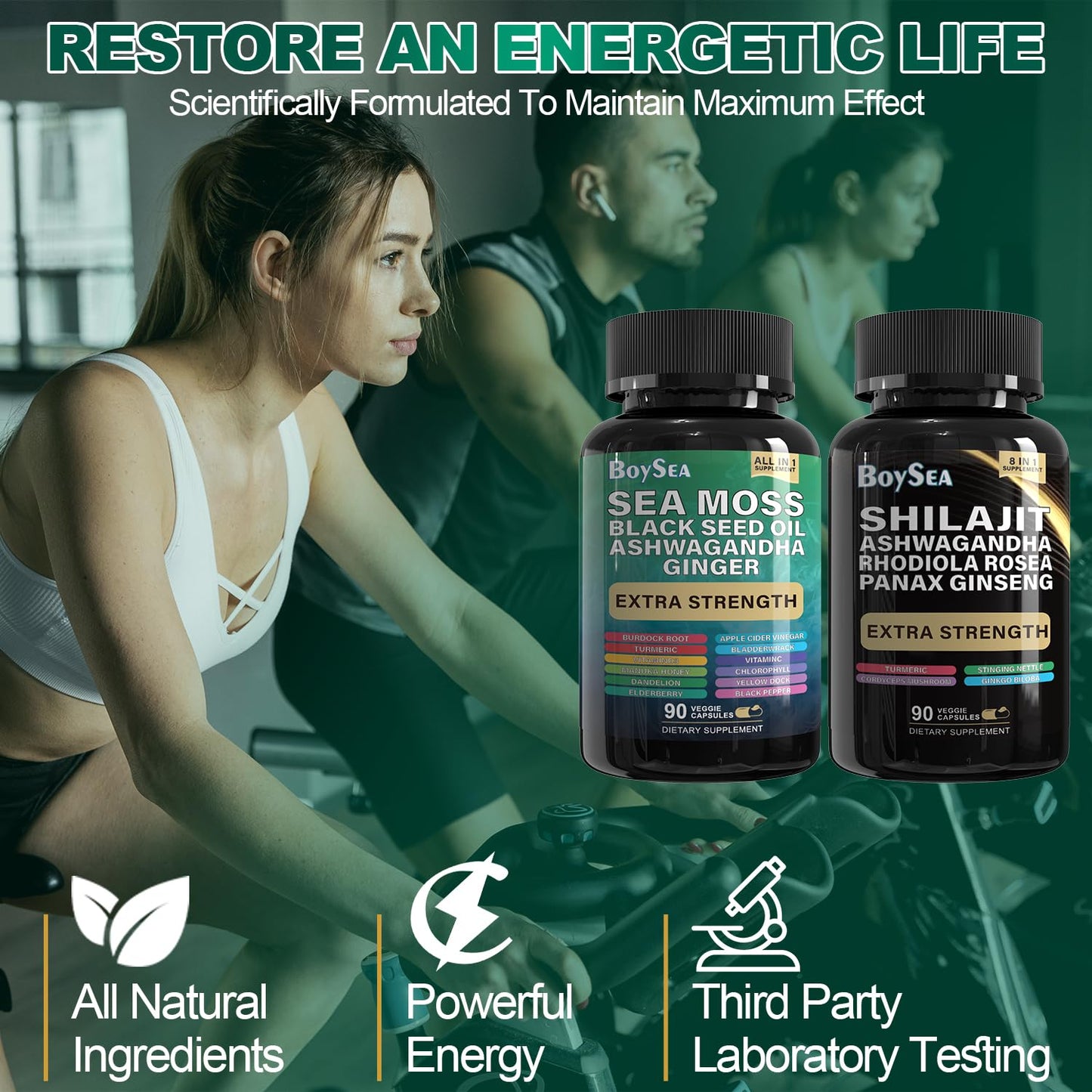 Boysea Shilajit & Sea Moss Bundle - 90 Count - All-in-One Capsules