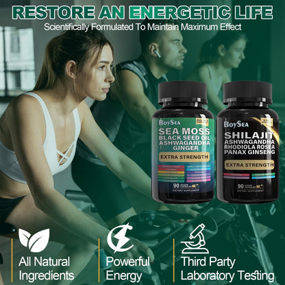 Boysea Shilajit & Sea Moss Bundle - 90 Count - All-in-1 Supplements