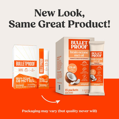 Bulletproof Brain Octane C8 MCT Oil Packets, 15-Pack – Keto Energy & Metabolism Boost