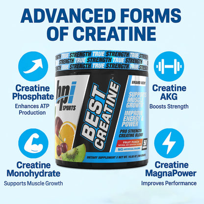 BPI Sports Best Creatine – Creatine Monohydrate Powder with Himalayan Salt (Fruit Punch) | 50 Servings