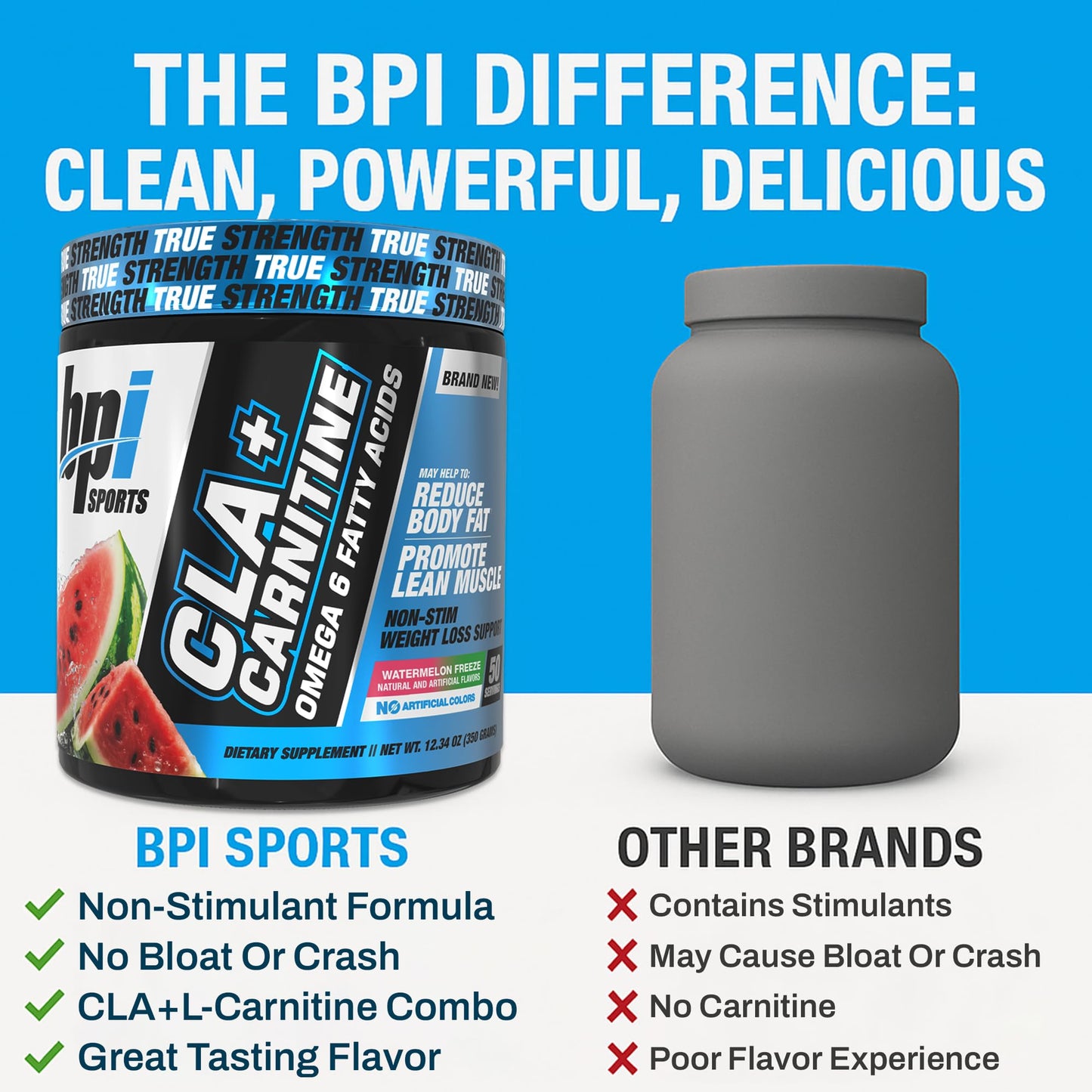 BPI Sports CLA+Carnitine – L-Carnitine & Linoleic Acid for Weight Loss & Metabolism – Watermelon Freeze – 50 Servings