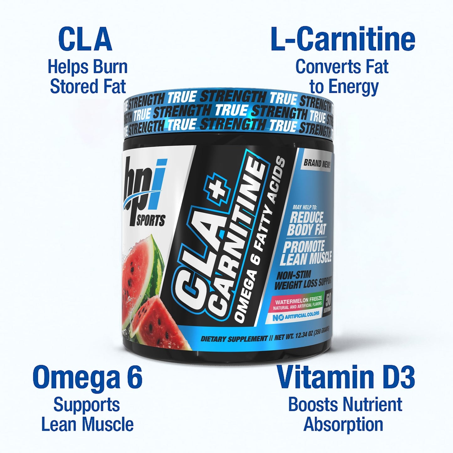 BPI Sports CLA+Carnitine – L-Carnitine & Linoleic Acid for Weight Loss & Metabolism – Watermelon Freeze – 50 Servings