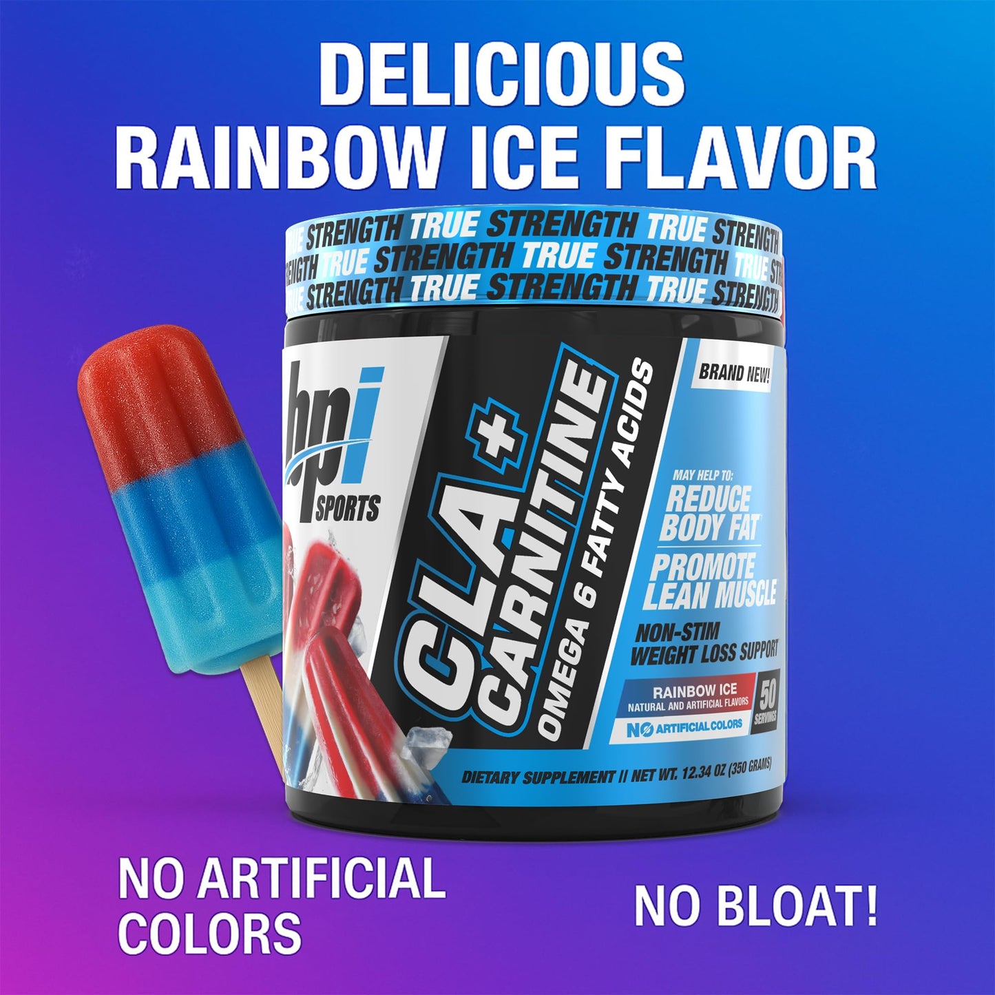 BPI Sports CLA+Carnitine – Caffeine-Free, Non-Stimulant Weight Loss & Metabolism (Rainbow Ice)