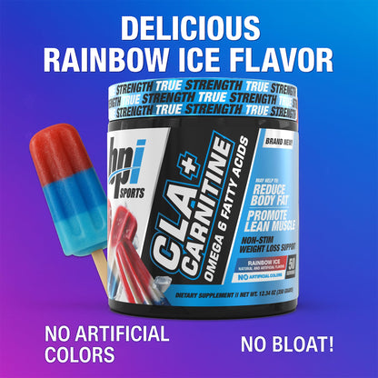 BPI Sports CLA+Carnitine – Caffeine-Free, Non-Stimulant Weight Loss & Metabolism (Rainbow Ice)