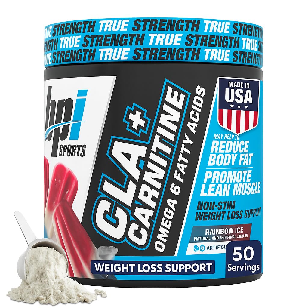 BPI Sports CLA+Carnitine – Caffeine-Free, Non-Stimulant Weight Loss & Metabolism (Rainbow Ice)