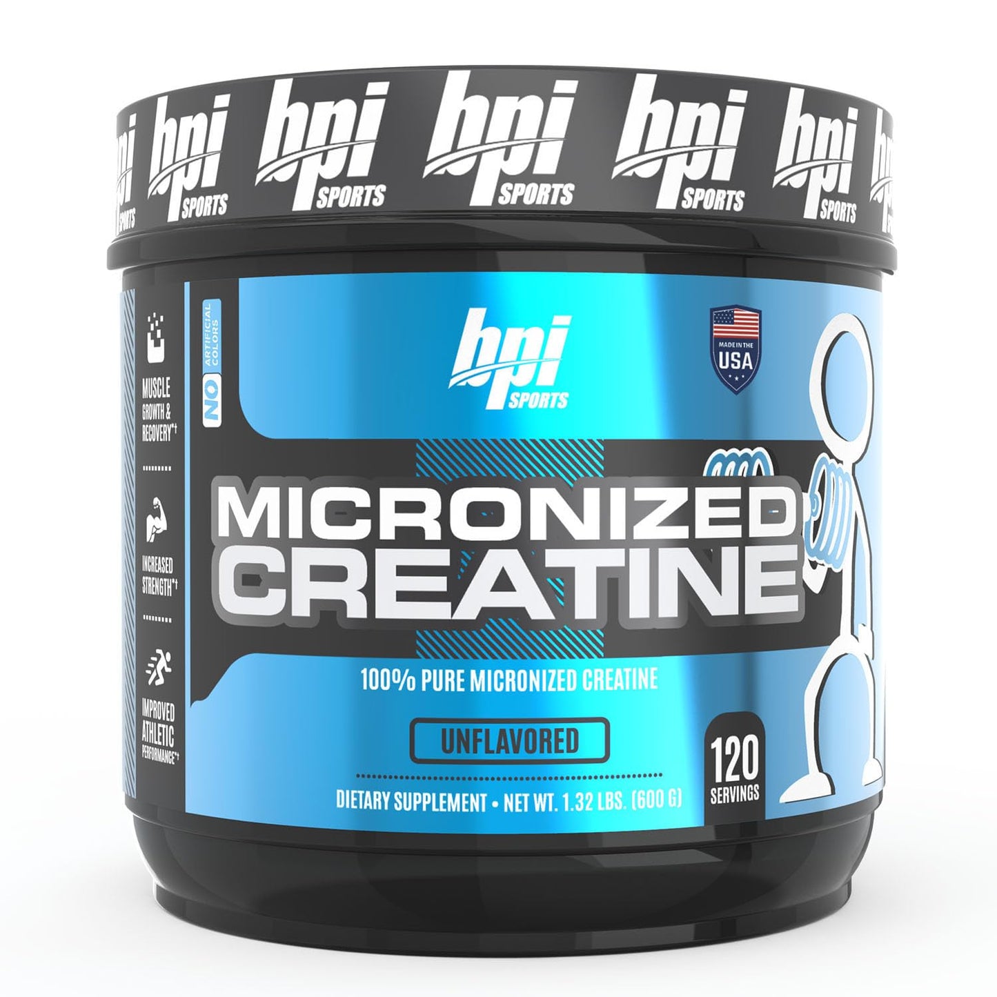 BPI Sports Micronized Creatine – 100% Pure, Unflavored Powder (120 Servings, 21.16 oz)