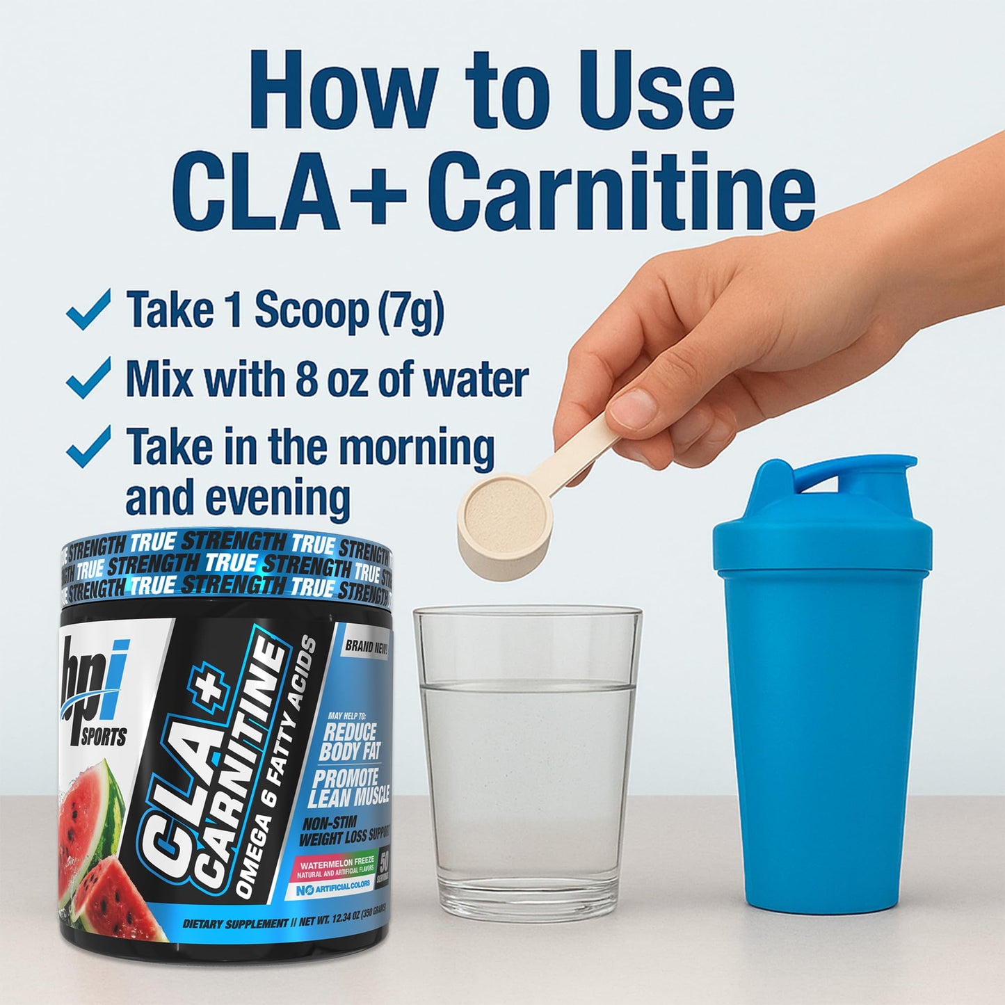 BPI Sports CLA+Carnitine – L-Carnitine & Linoleic Acid for Weight Loss & Metabolism – Watermelon Freeze – 50 Servings