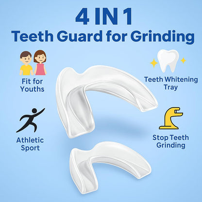 Night Guard for Teeth Grinding – BPA-Free Mouth Guard (4 Pack, 2 Sizes)