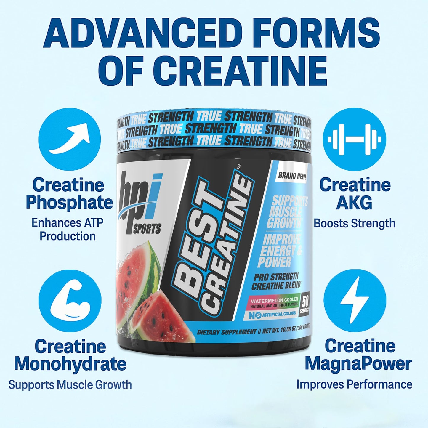 BPI Sports Best Creatine – Watermelon Cooler, Creatine Monohydrate Powder (50 Servings, 10.58 oz)