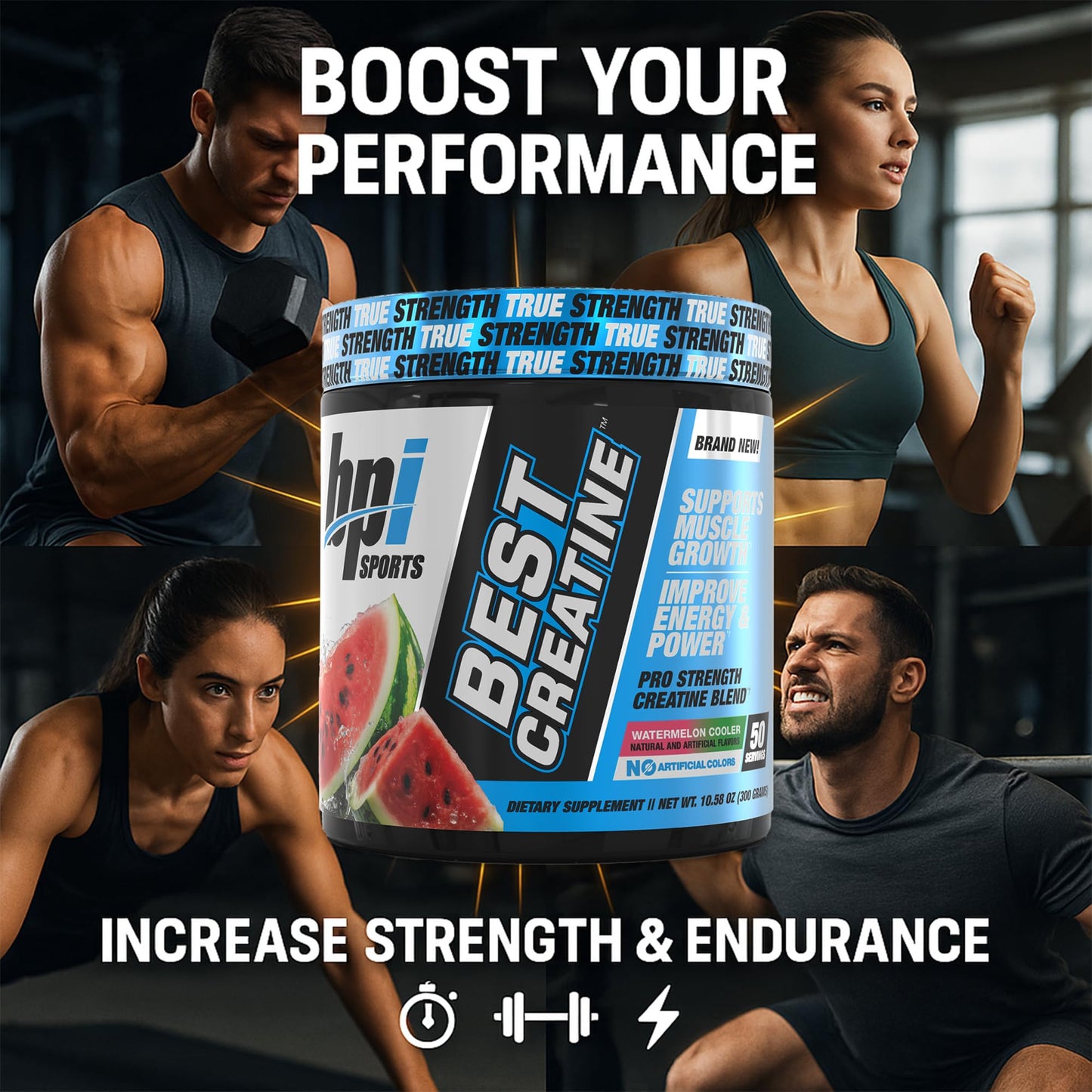 BPI Sports Best Creatine – Watermelon Cooler, Creatine Monohydrate Powder (50 Servings, 10.58 oz)