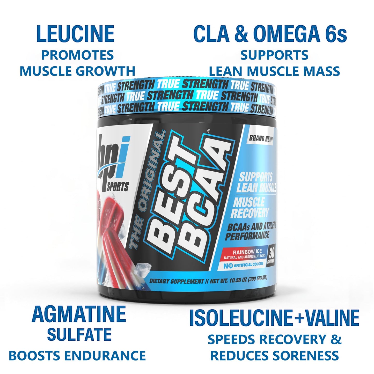 BPI Sports Best BCAA Powder – Rainbow Ice, 30 Servings | Muscle Recovery