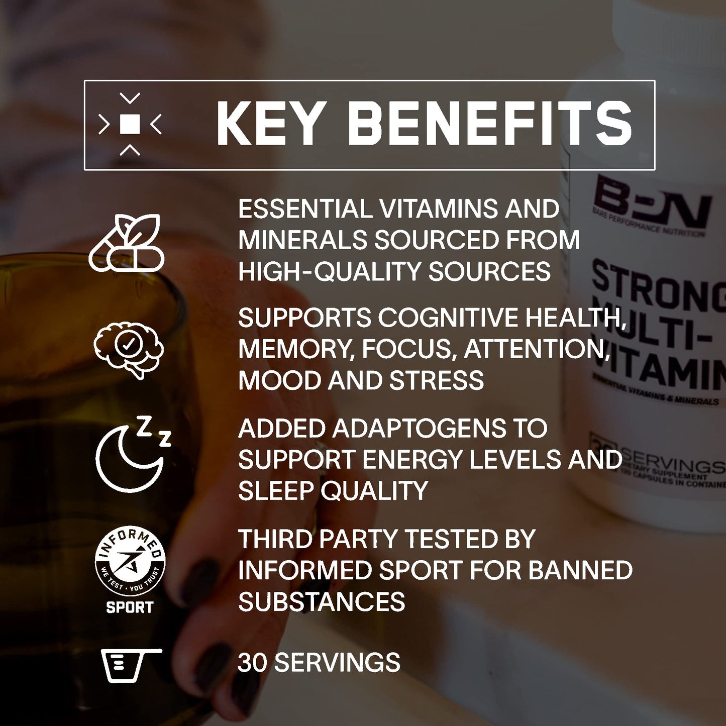 BARE PERFORMANCE NUTRITION BPN Strong Multi-Vitamin – Foundational Health, Mood & Sleep