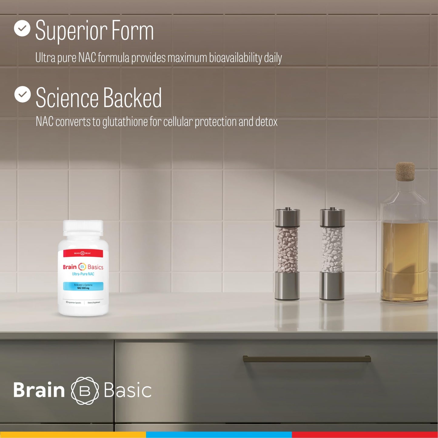 Brain Basics Ultra NAC | Glutathione Precursor for Brain, Liver Health & Immune Support | 90 Servings